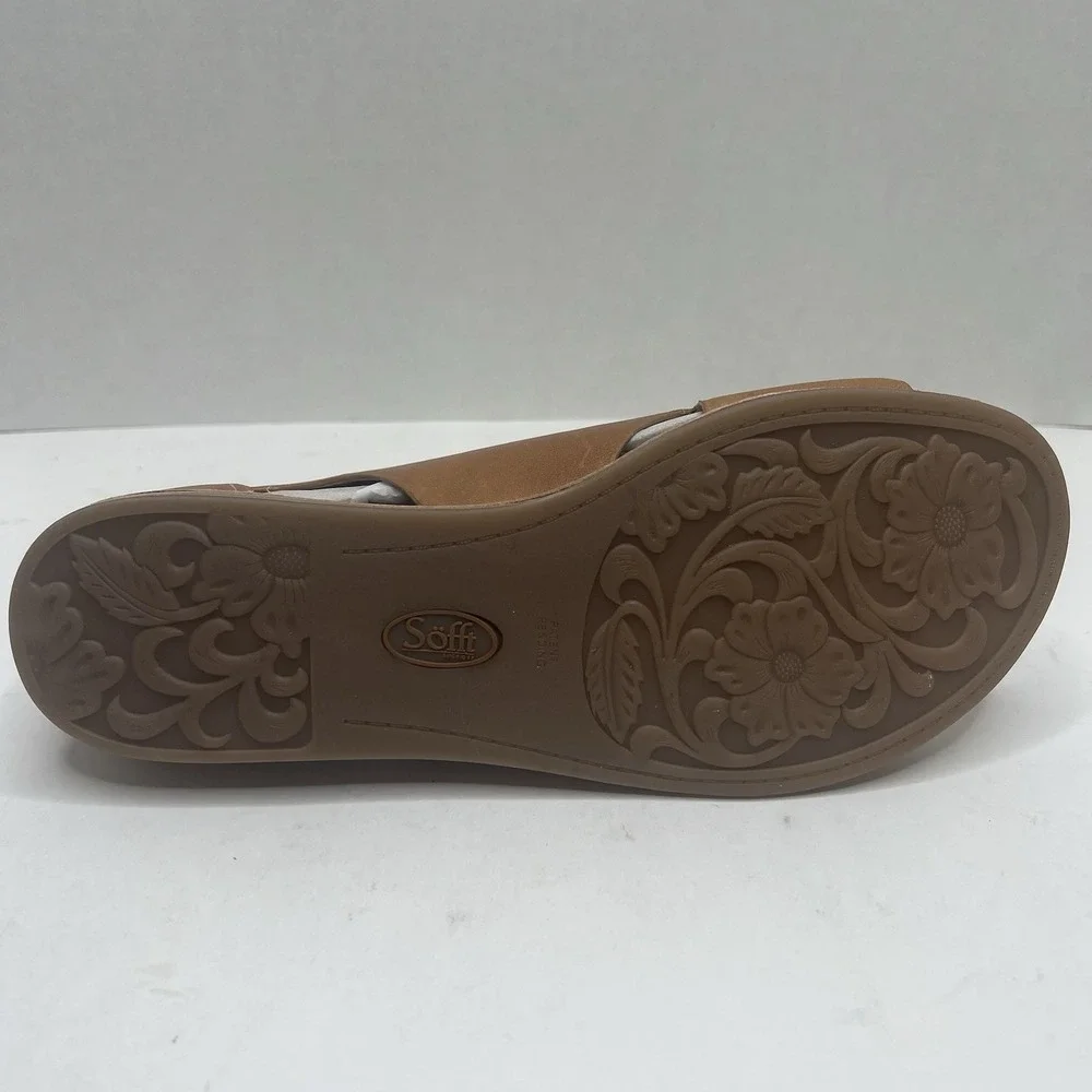 Sofft Evonne Women’s 7.5 M Luggage Brown Leather Open Toe Slingback Sandals NIB
